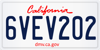 CA license plate 6VEV202