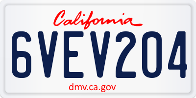 CA license plate 6VEV204