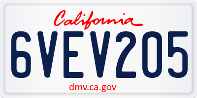 CA license plate 6VEV205