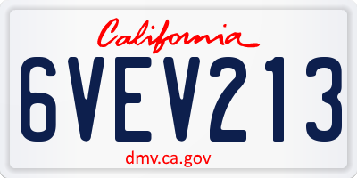 CA license plate 6VEV213