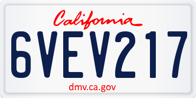 CA license plate 6VEV217