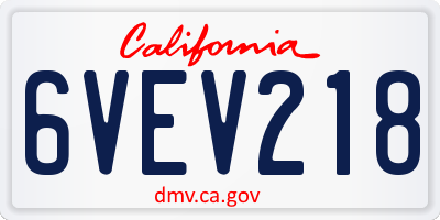 CA license plate 6VEV218