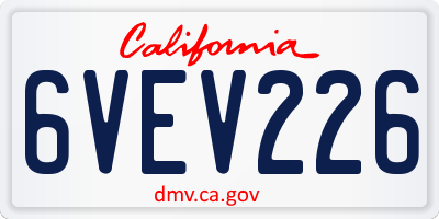 CA license plate 6VEV226