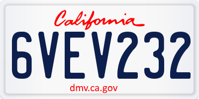CA license plate 6VEV232