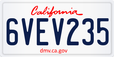 CA license plate 6VEV235