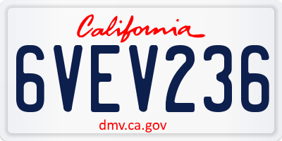 CA license plate 6VEV236