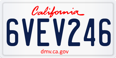 CA license plate 6VEV246