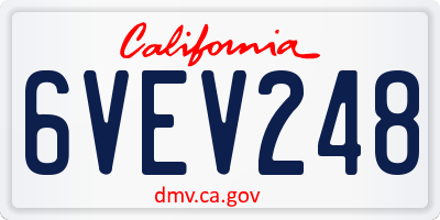CA license plate 6VEV248