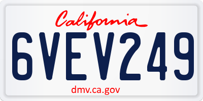 CA license plate 6VEV249