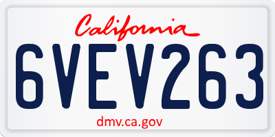 CA license plate 6VEV263