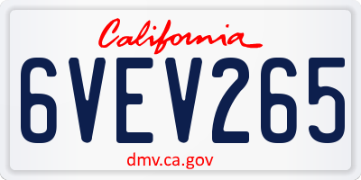 CA license plate 6VEV265