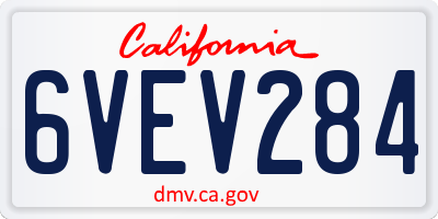 CA license plate 6VEV284
