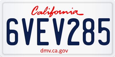 CA license plate 6VEV285