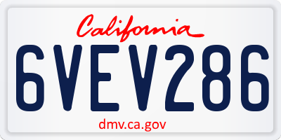 CA license plate 6VEV286