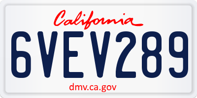 CA license plate 6VEV289