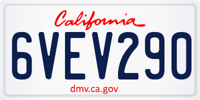 CA license plate 6VEV290