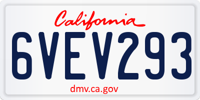 CA license plate 6VEV293