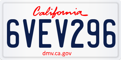 CA license plate 6VEV296