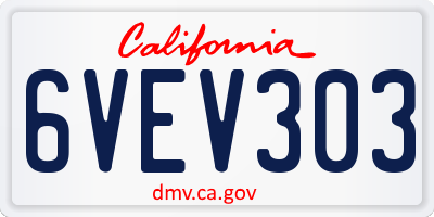 CA license plate 6VEV303