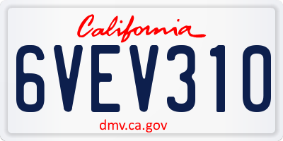CA license plate 6VEV310