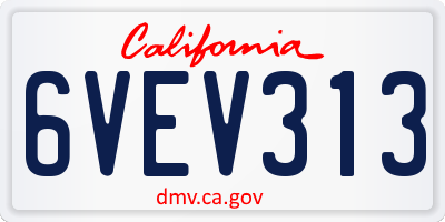 CA license plate 6VEV313