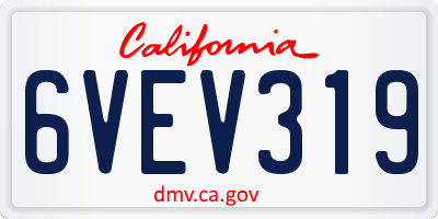 CA license plate 6VEV319