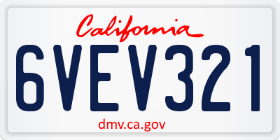 CA license plate 6VEV321
