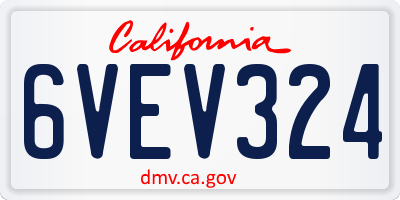 CA license plate 6VEV324