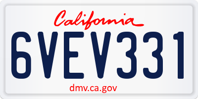 CA license plate 6VEV331