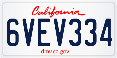 CA license plate 6VEV334