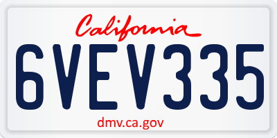 CA license plate 6VEV335