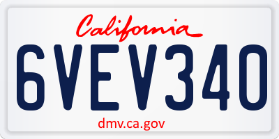 CA license plate 6VEV340