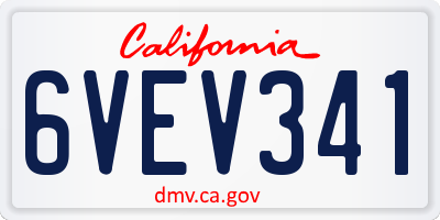 CA license plate 6VEV341