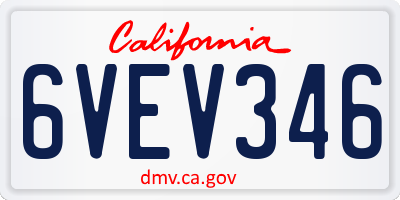 CA license plate 6VEV346