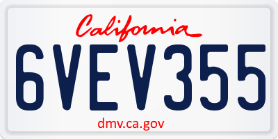 CA license plate 6VEV355