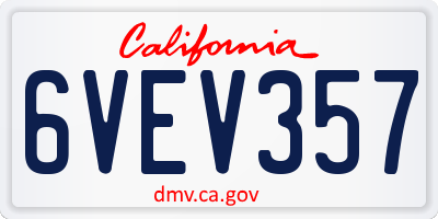 CA license plate 6VEV357