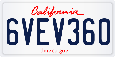 CA license plate 6VEV360