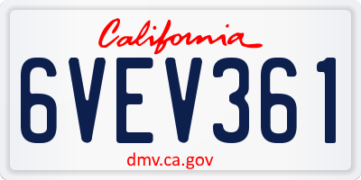 CA license plate 6VEV361