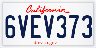 CA license plate 6VEV373