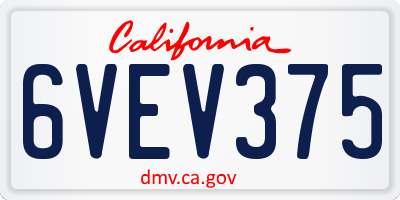 CA license plate 6VEV375