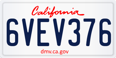 CA license plate 6VEV376