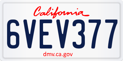 CA license plate 6VEV377