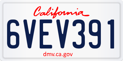 CA license plate 6VEV391