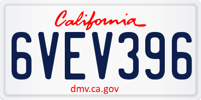 CA license plate 6VEV396