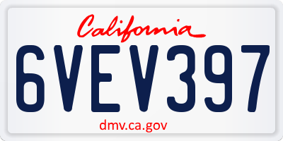 CA license plate 6VEV397