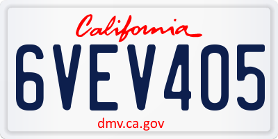 CA license plate 6VEV405