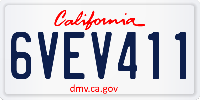 CA license plate 6VEV411