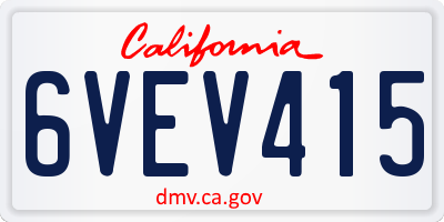 CA license plate 6VEV415