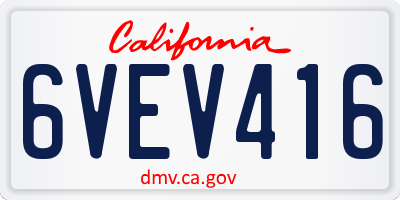 CA license plate 6VEV416