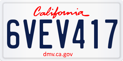 CA license plate 6VEV417